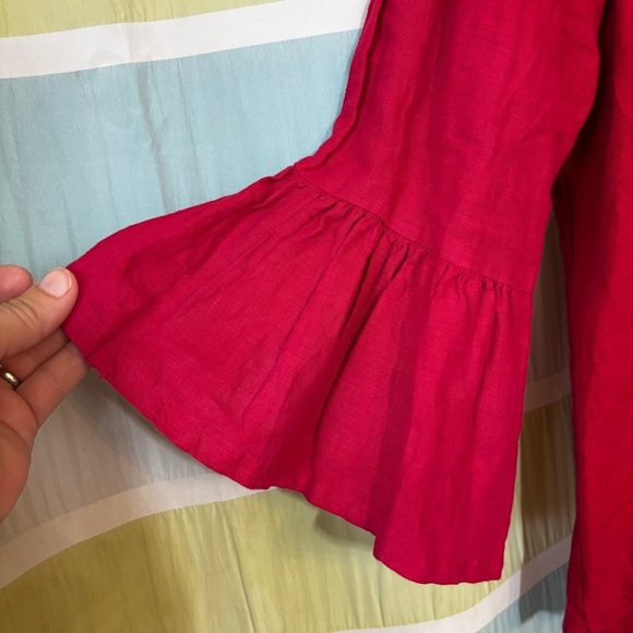 bryn Walker Linen Jacket Peter Pan Collar Bell Sleeve Sz Medium - Picture 3 of 12